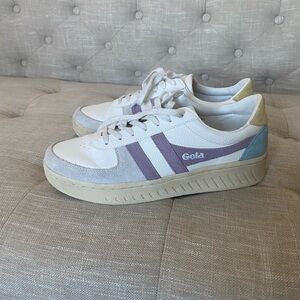 Gola Grandslam Trident white, lily, and lemon women's sneakers